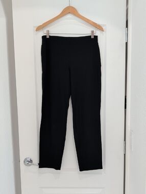 Eileen Fisher Jet Black Pull On Relaxed Straight Leg Stretchy Pants SP MP S / M